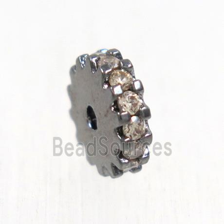 copper rondelle beads pave champagne zircon, black plated