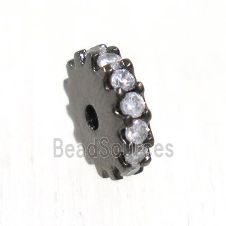 copper rondelle beads pave zircon, black plated