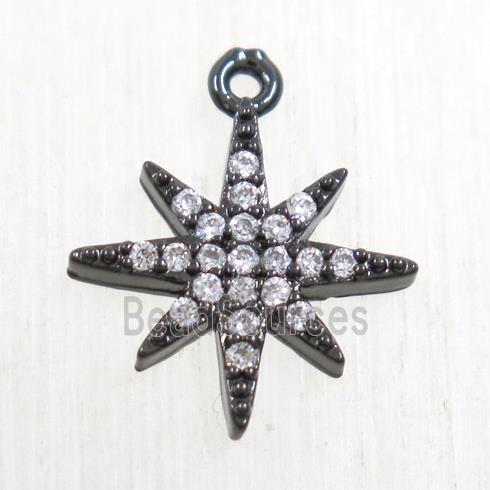 copper northstar pendant paved zircon, black plated