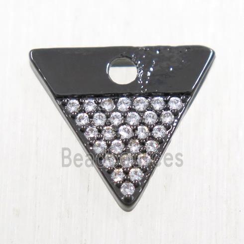 copper triangle pendant paved zircon, black plated