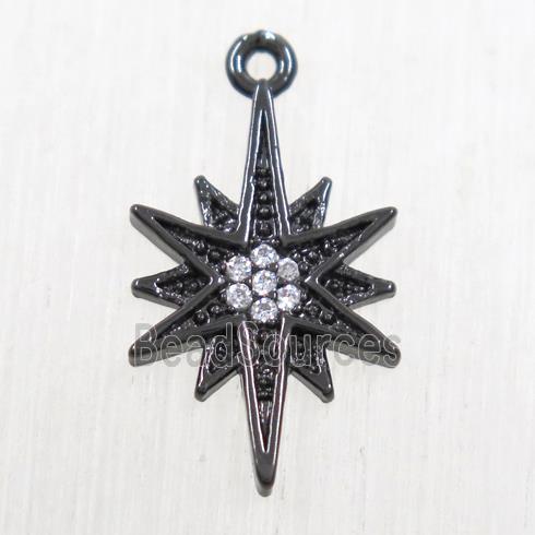 copper northstar pendant paved zircon, black plated