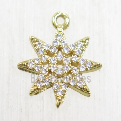 copper star pendant paved zircon, gold plated