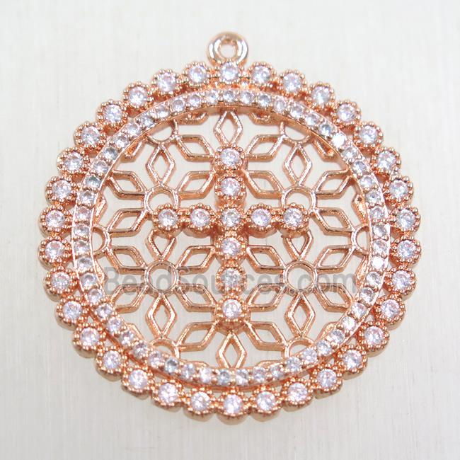 copper pendant paved zircon, rose gold