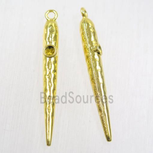 copper bullet pendant, gold plated