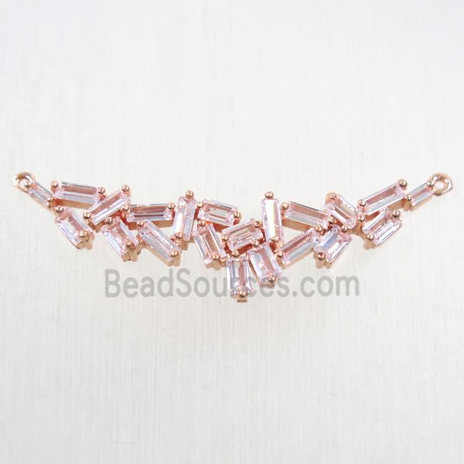 copper connector paved zircon, rose gold