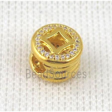 copper bead pave zircon, gold plated