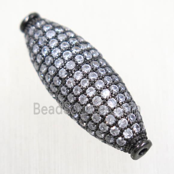 copper oval beads paved zircon, black plated