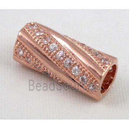 Zircon, bracelet spacer, copper tube bead, red copper