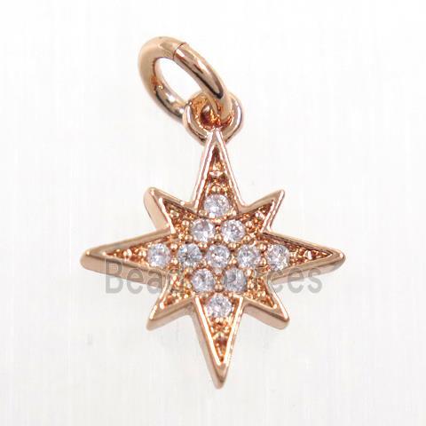 copper northstar pendant paved zircon, rose gold