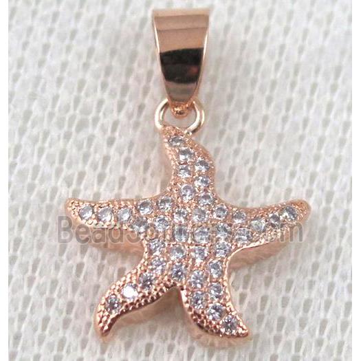 copper pendant pave zircon, rose gold plated