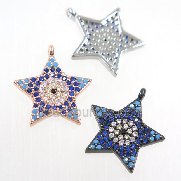 copper star pendant paved zircon, mix color