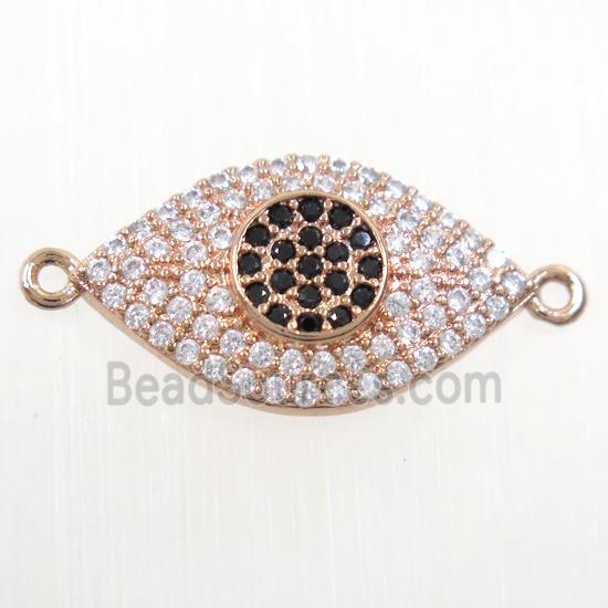 copper eye connector paved zircon, rose gold