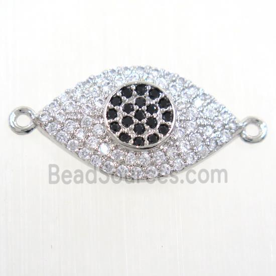 copper eye connector paved zircon, platinum plated