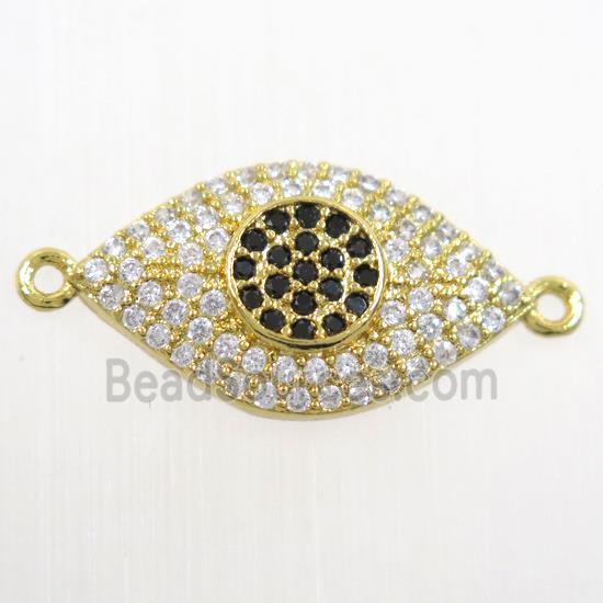 copper eye connector paved zircon, gold plated