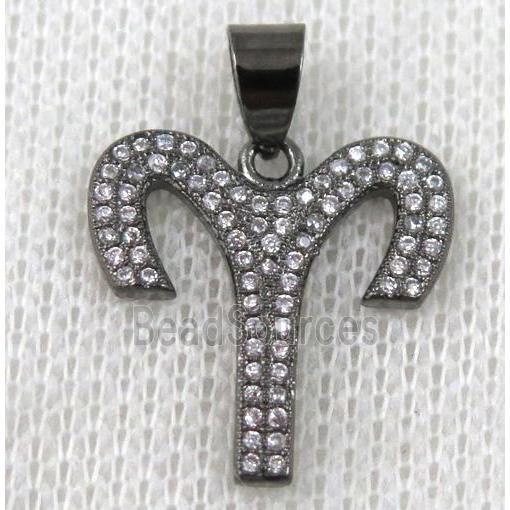 copper pendant pave zircon, black plated