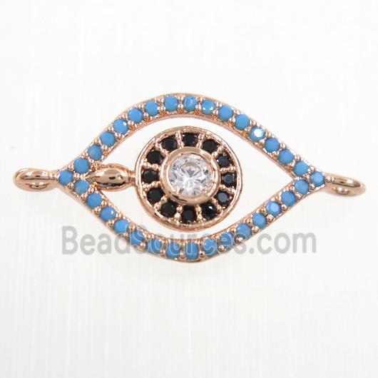 copper eye connector paved zircon, rose gold