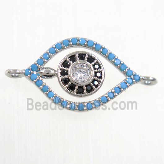 copper eye connector paved zircon, platinum plated