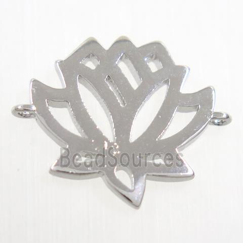 copper lotus flower connector, platinum plated