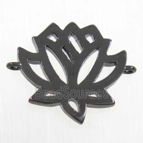 copper lotus flower connector, black plated