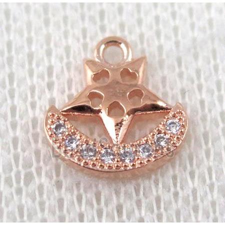 copper pendant pave zircon, rose gold plated