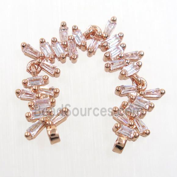 copper connector paved zircon, rose gold