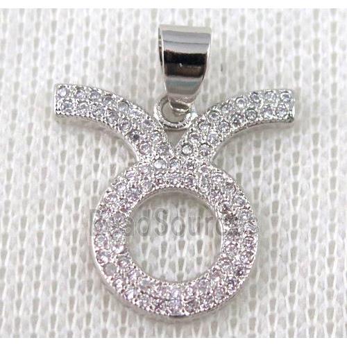 copper pendant pave zircon, platinum plated