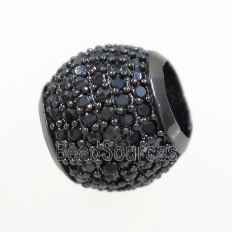 round copper beads paved zircon, black plated