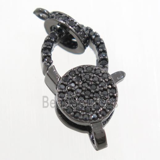 copper Lobster Clasp paved zircon, black plated