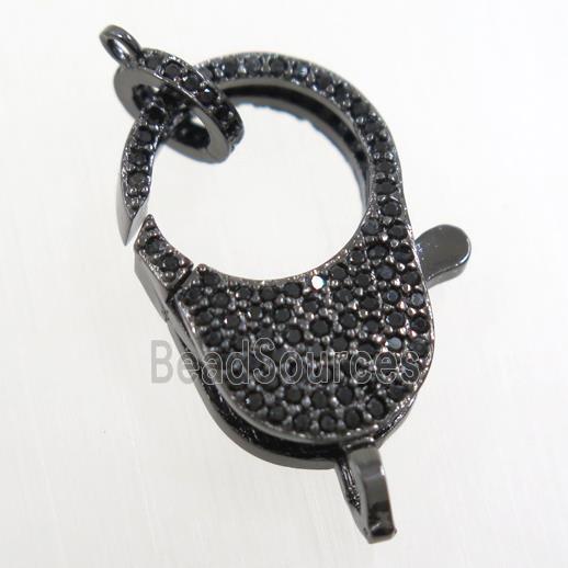 copper Lobster Clasp paved zircon, black plated