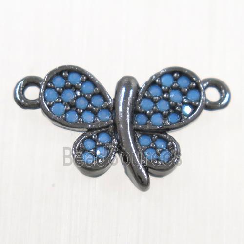 copper Butterfly connector paved zircon, black plated