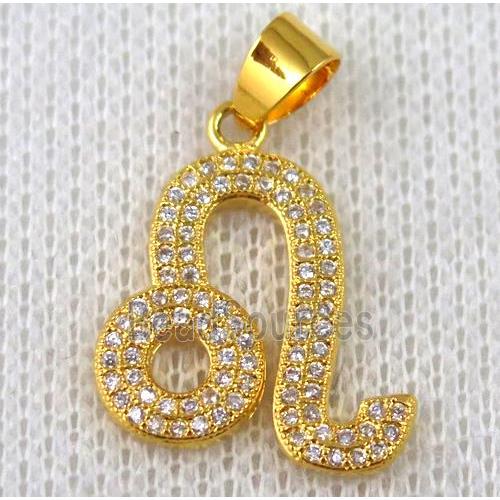 copper pendant pave zircon, gold plated