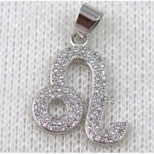 copper pendant pave zircon, platinum plated