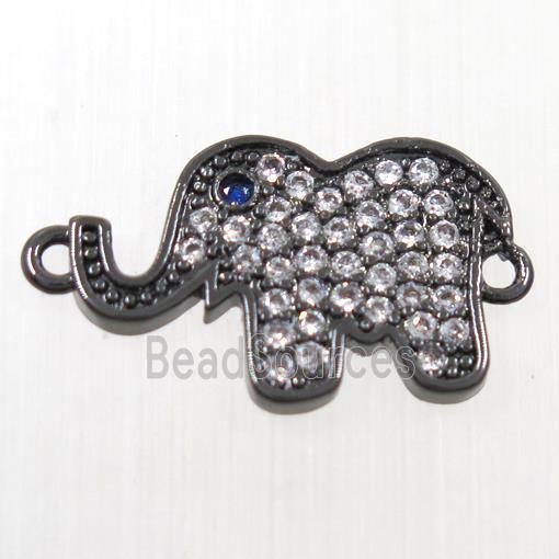 copper Elephant connector paved zircon, black plated