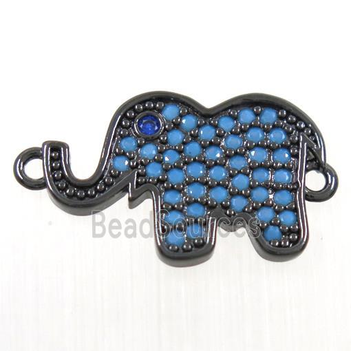 copper Elephant connector paved zircon, black plated