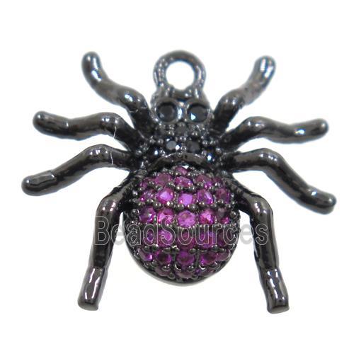 copper Spider pendant paved zircon, black plated