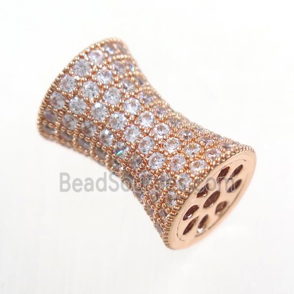 Copper Bamboo Beads Pave Zircon Rose Gold