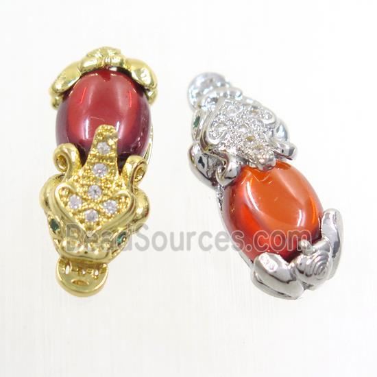 copper Pixiu pendant paved zircon, mix color