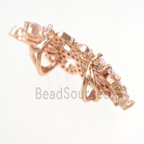 copper bead paved zircon, rose gold