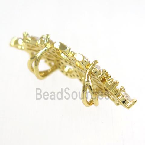 copper bead paved zircon, gold plated