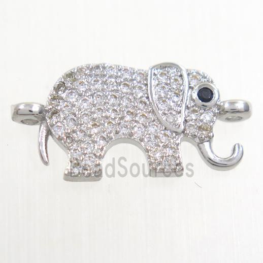 elephant, copper connector paved zircon, platinum