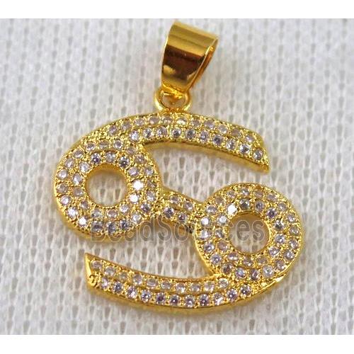 copper pendant pave zircon, gold plated