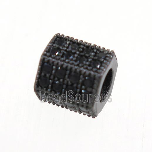 copper tube beads paved zircon, black plated