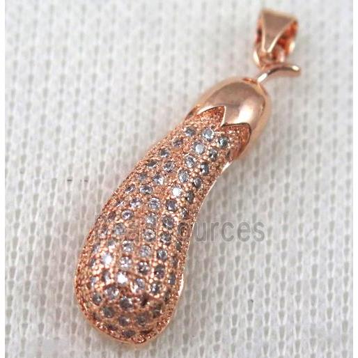 copper pendant pave zircon, rose gold plated