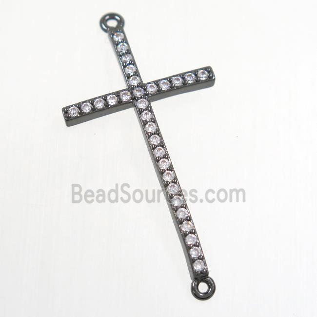 copper cross connector paved zircon, black plated