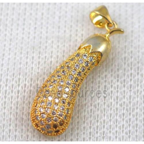 copper pendant pave zircon, gold plated