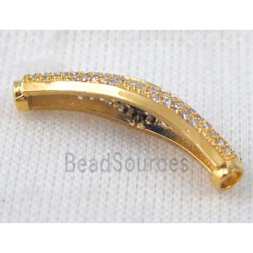 copper bracelet bar pave zircon, gold plated