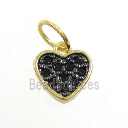 copper heart pendant paved zircon, gold plated