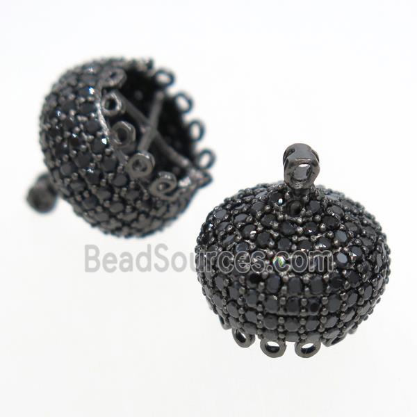 copper tassel bail paved zircon, black plated