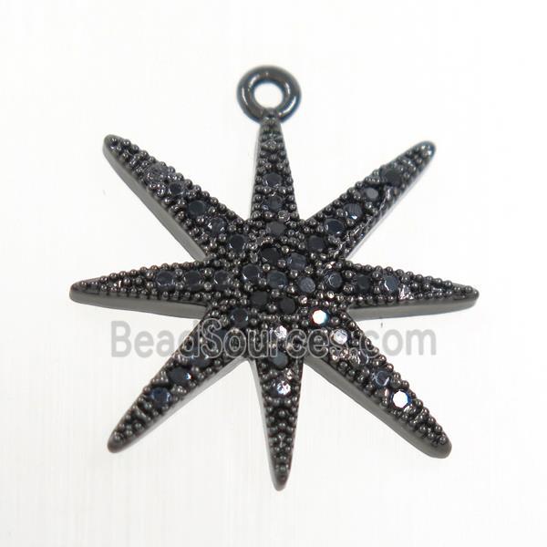 copper northstar pendant paved zircon, black plated