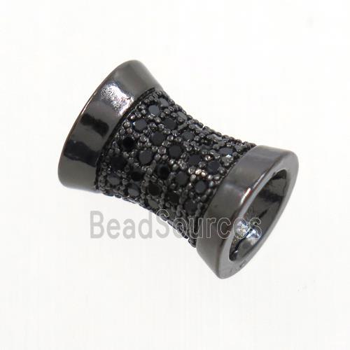 copper bamboo beads paved zircon, black plated